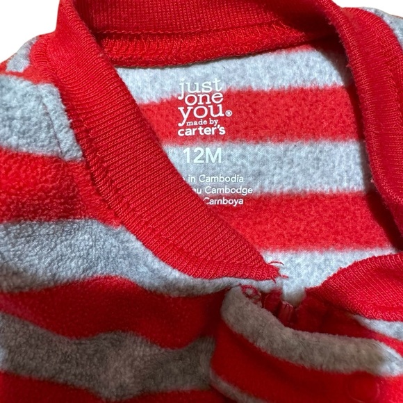 Carter’s Santa Fleece Footed Pajama Striped Christmas Sleeper Baby Boy 12M - Picture 5 of 5
